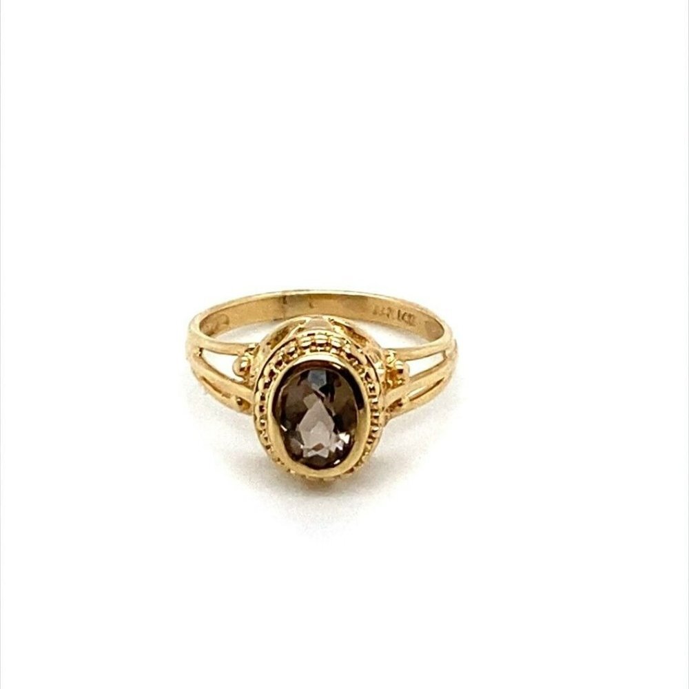 14K Yellow Gold & Smoky Topaz Size 6 Ring! 155
